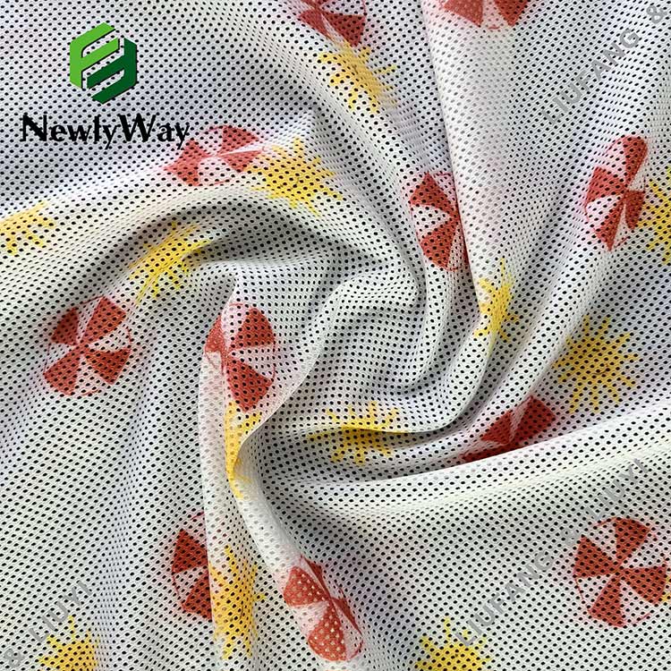 Otisnuta najlonska rastezljiva spandex bijela mrežasta tkanina za dječju tkaninu-2