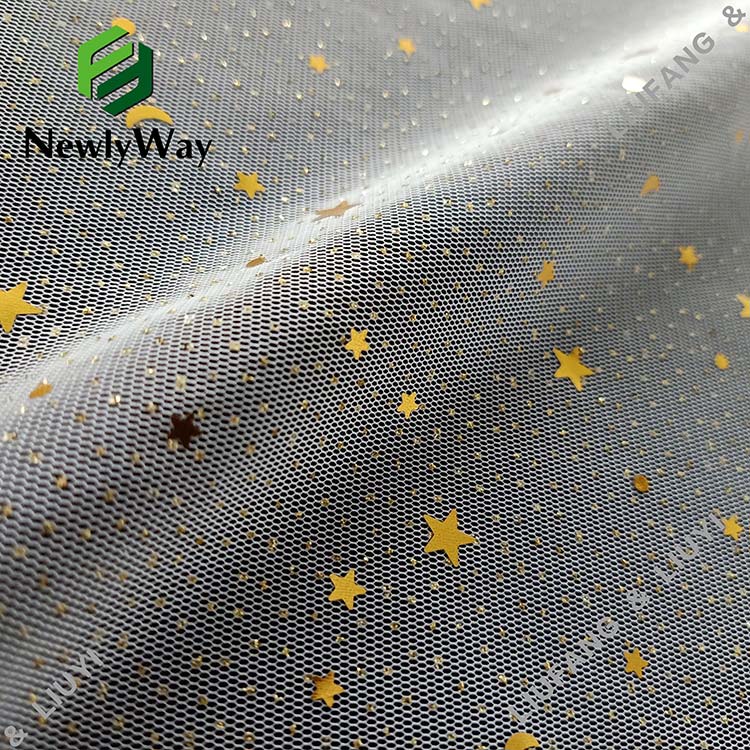100polyester star moon payet dan glitter tulle mesh kain renda untuk gaun malam-12