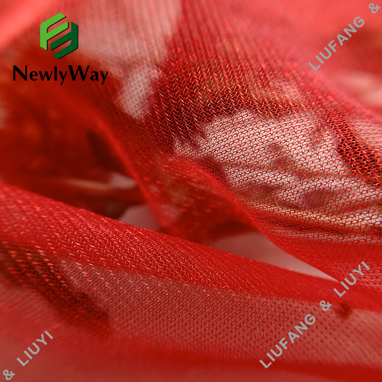 Антистатички сјај Обична тул најлонска мрежа мрежа ткаенина за облека-16
