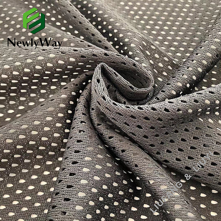 Black ala na-agbanwe 50D polyester fiber mesh knit fabric maka lining-12