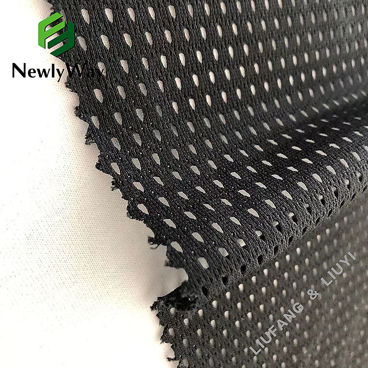Zwarte laag elastische 50D polyester vezel mesh gebreide stof voor voering-15