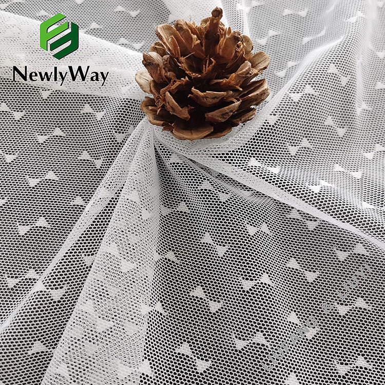Bow tie pattern nylon spandex stretch warp knitted mesh fabric para sa damit-5