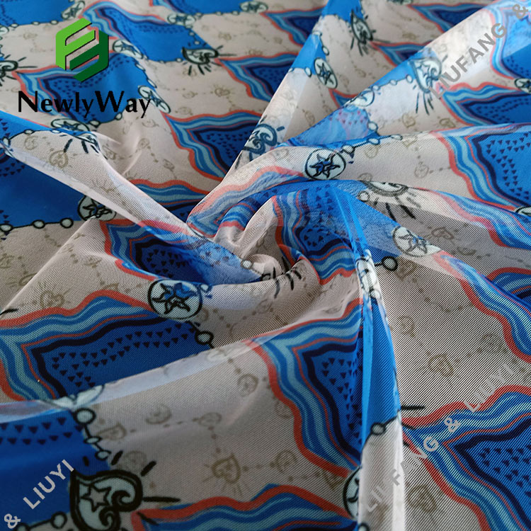 Designer kuchapishwa tulle polyester mesh kitambaa lace kwa nguo-11