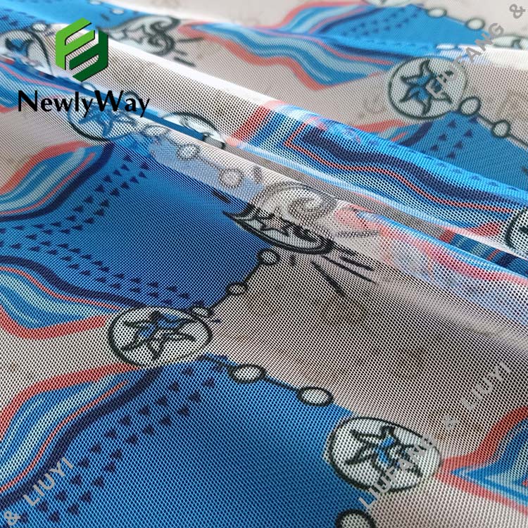 디자이너 인쇄 얇은 명주 그물 폴리에스터 메쉬 레이스 원단 드레스-12