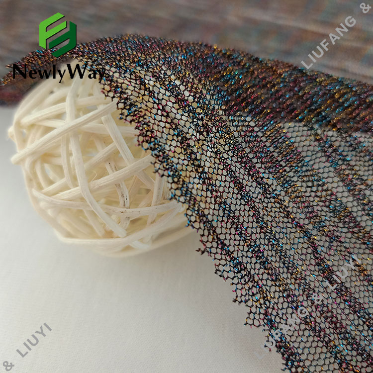 Elegant Sparkle Pleated Tulle Polyester Mesh Spëtzestoff fir Lady Skirt-14