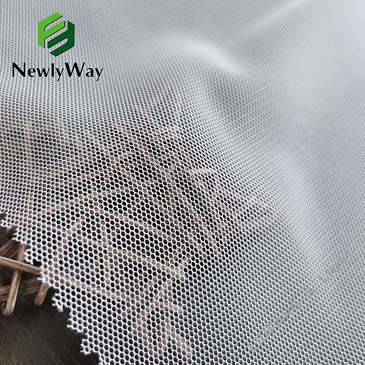 Εργοστασιακό χονδρικό εξάγωνο δίχτυ κηρήθρας ύφασμα τούλι από διχτυωτό πολυεστέρα για γυναικείο πουκάμισο-15