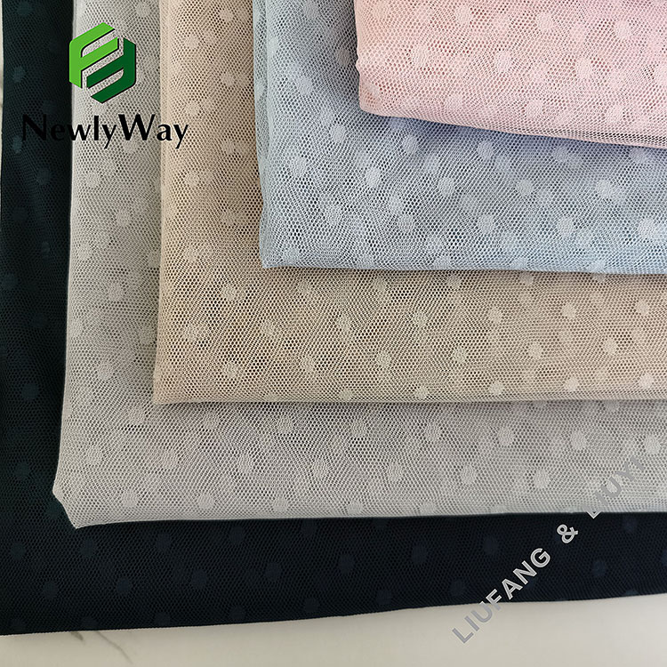 Factory wholesale polyester white warp knitted polka dot tulle mesh fabric for clothing-12