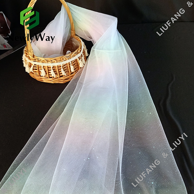Mga naka-istilong kulay ng naylon na materyal na naka-print at kumikinang na tulle mesh lace fabric para sa gown dress-13