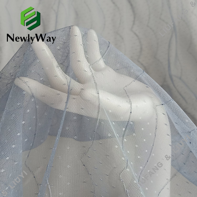 မီးခိုးရောင် Mermaid Pleated Polka Dot Tulle Polyester Mesh Lace Fabric for Dress-16