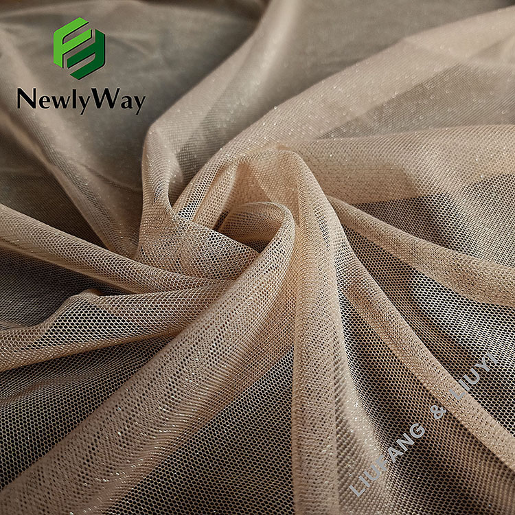 High Quality Anti-Static Gold Thread Nylon Net Tulle may twal pou rob-12