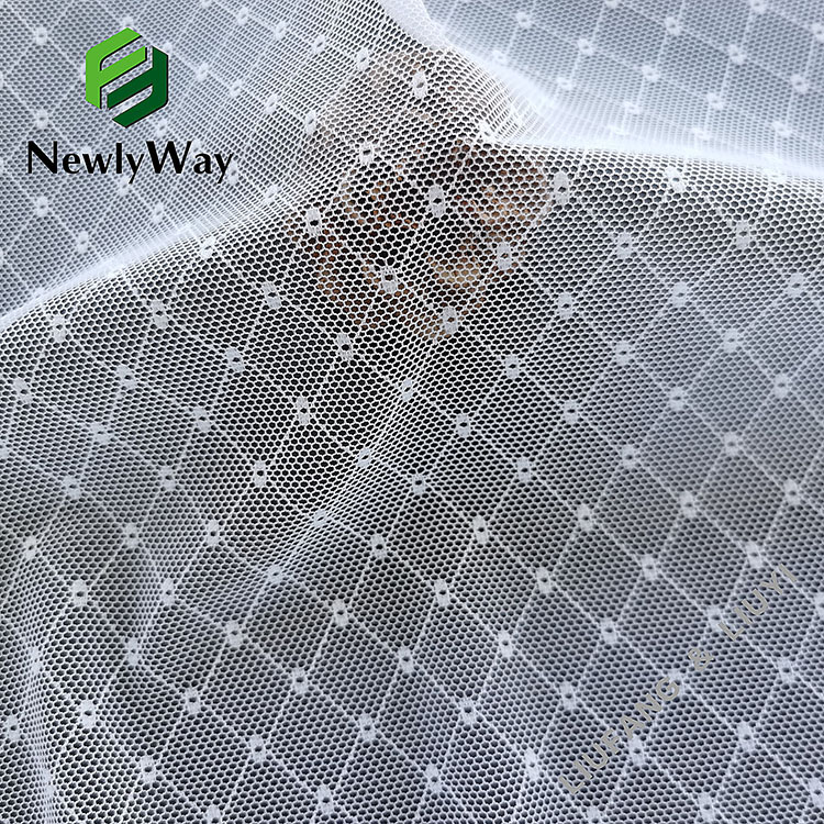 Tessuto a maglia diamantata a maglia elasticizzata in nylon spandex con design a punti cavi per biancheria intima-1
