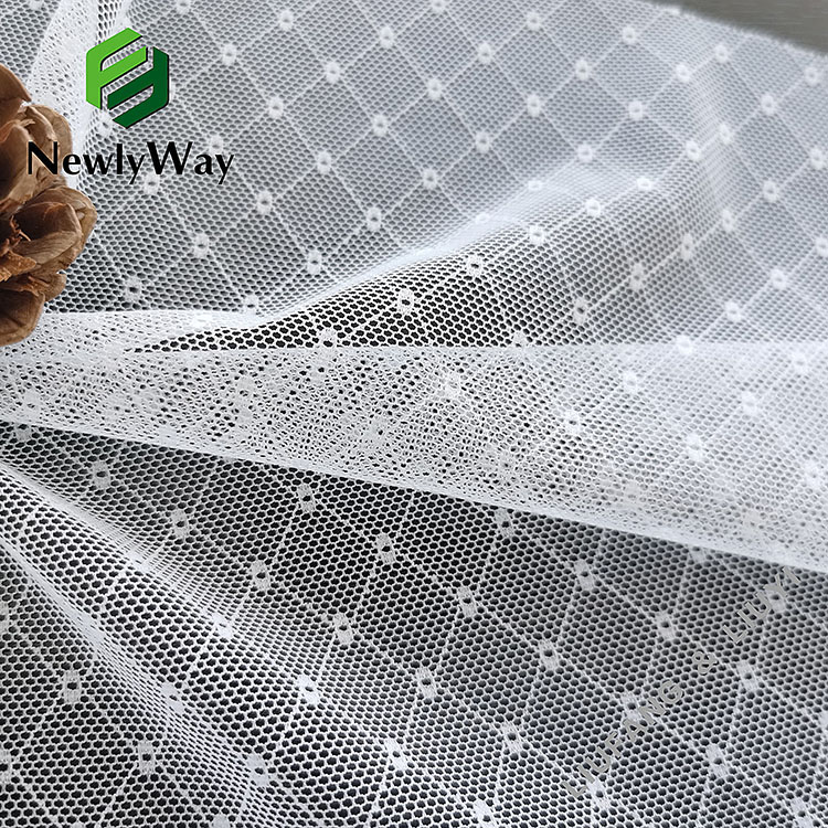 Šuplje tačkice dizajn najlon spandex rastezljivo pleteno dijamantska mrežasta tkanina za donje rublje-5