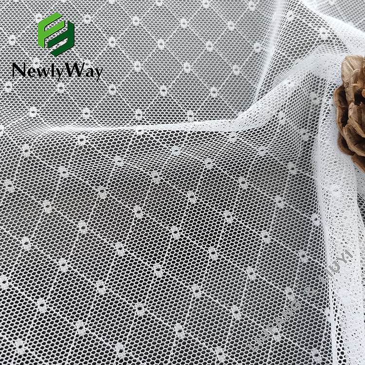 Diseño de puntos huecos tela de malla de diamante de punto elástico de spandex de nailon para ropa interior-6