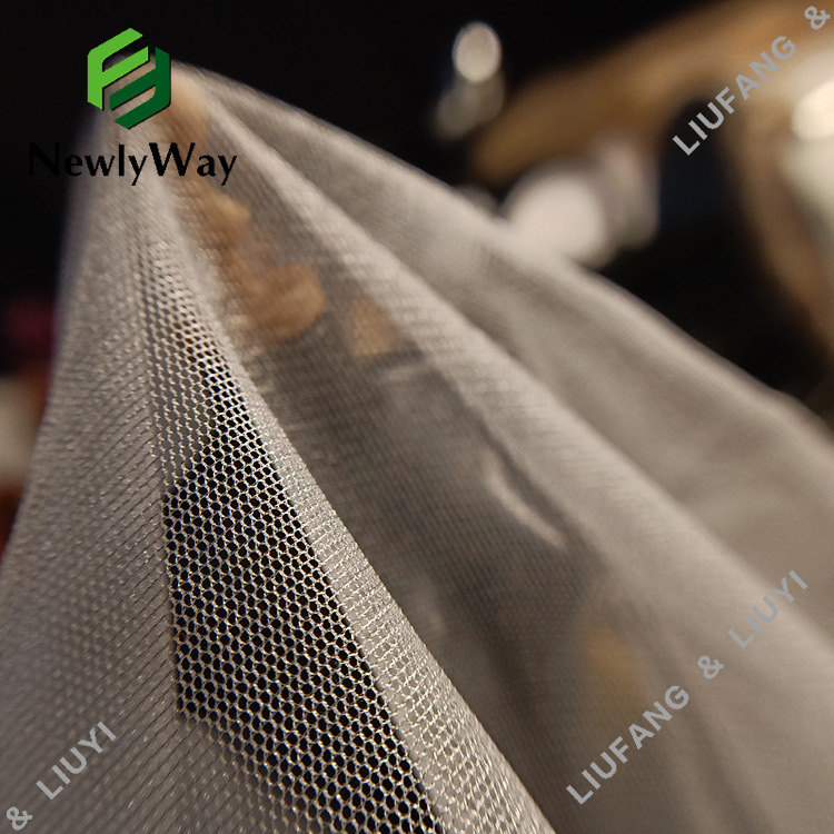 Tessuto di Tulle di lustro della rete della maglia di nylon esagonale di vendita calda per la cerimonia nuziale Veil-11