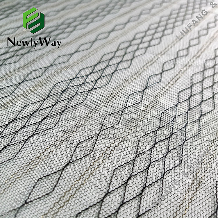 Ilusi nilon benang emas mesh netting lace tulle kain kanggo wedding dress-2