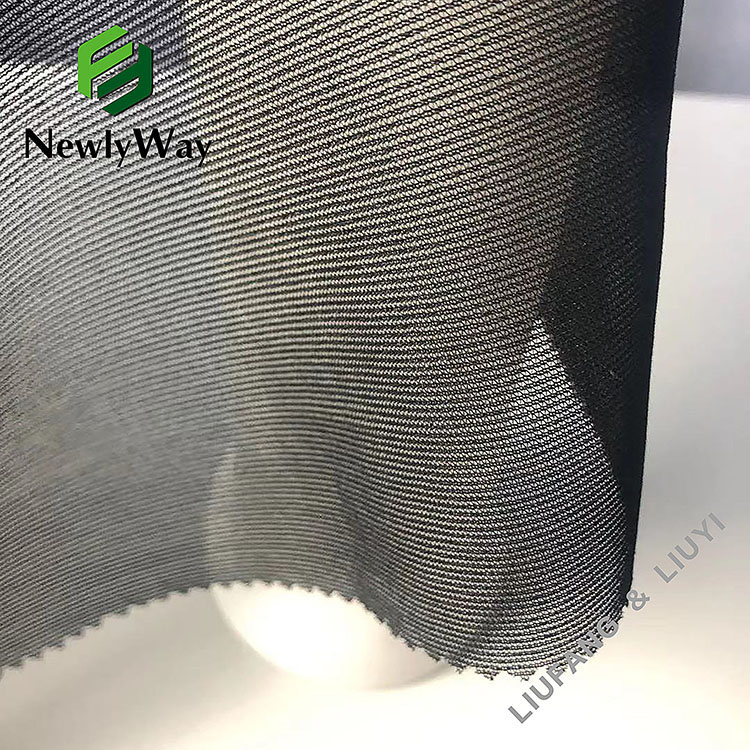 Ang gaan nga itom nga nylon spandex mesh tricot knit fabric para sa bra back clasp material-11