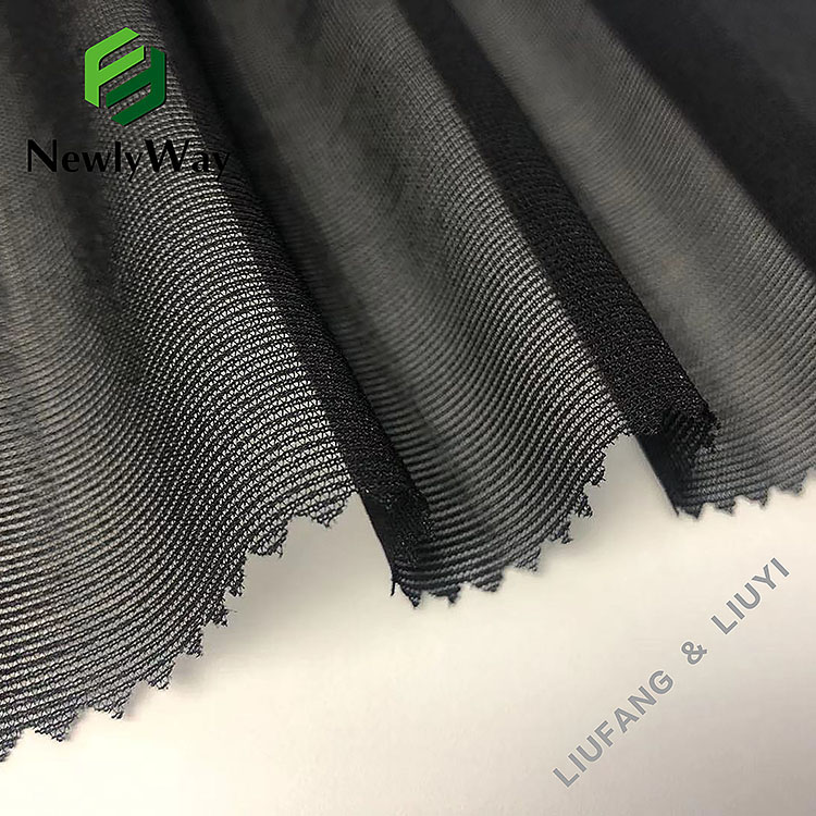 Лесна црна најлонска спандекс мрежа трикотна плетена ткаенина за градник за грб материјал-14
