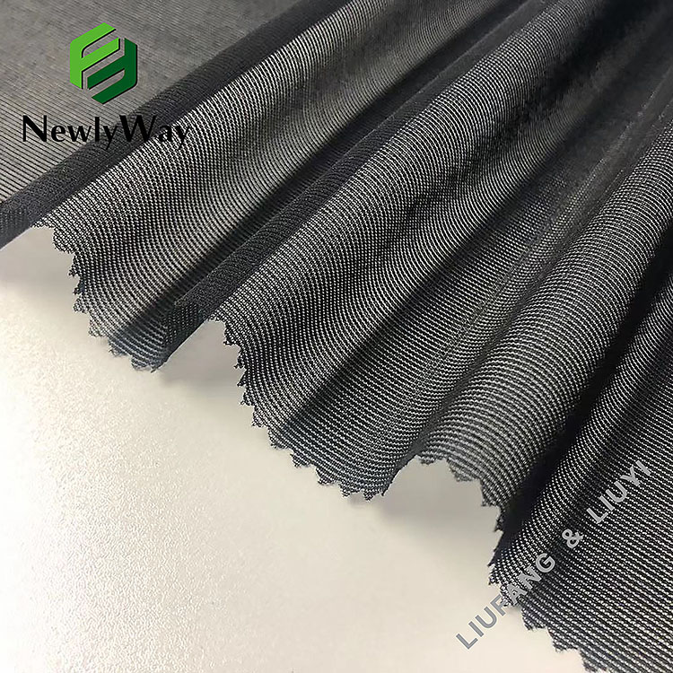 Лесна црна најлон спандекс мрежа трико плетена ткаенина за градник за грб материјал-15