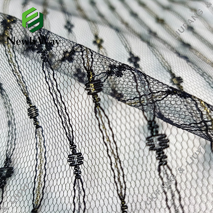 Tessuto di tulle lavorato a maglia in maglia di fibra metallica di nylon del produttore per accessori per velo da sposa-22