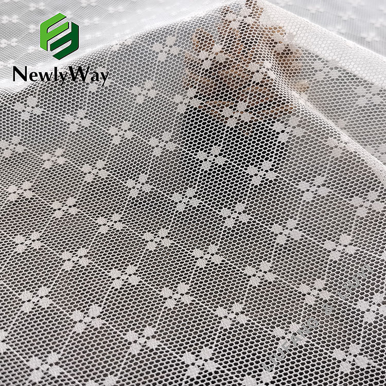 Produsen nilon stretch spandex warp rajutan floral lace mesh kain kanggo jeroan-2