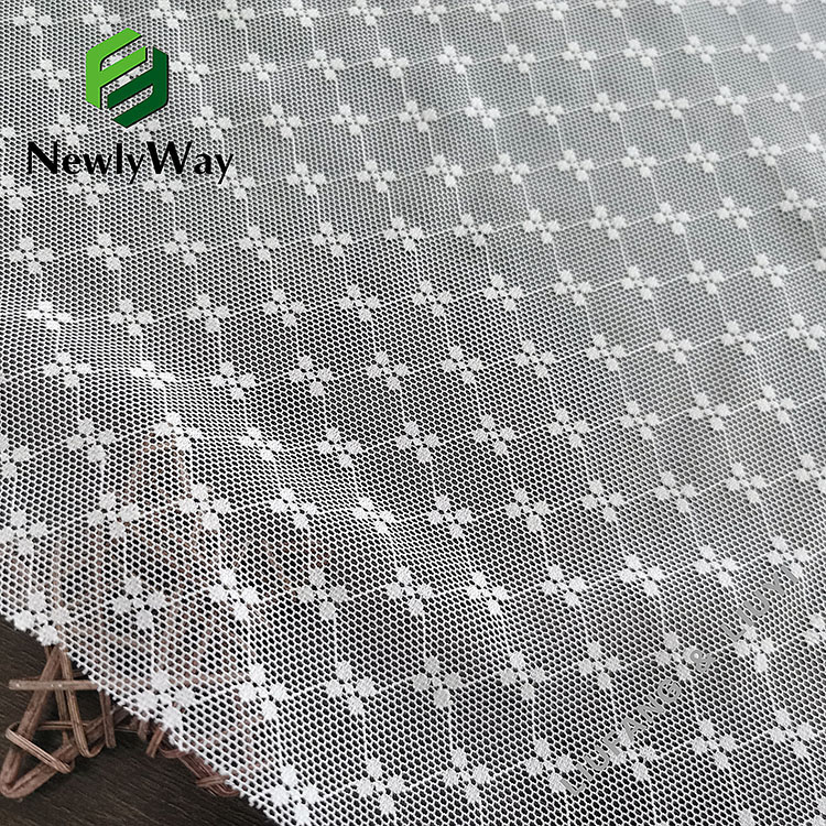 Производител найлон разтеглив спандекс основа плетена флорална дантелена мрежеста тъкан за бельо-3