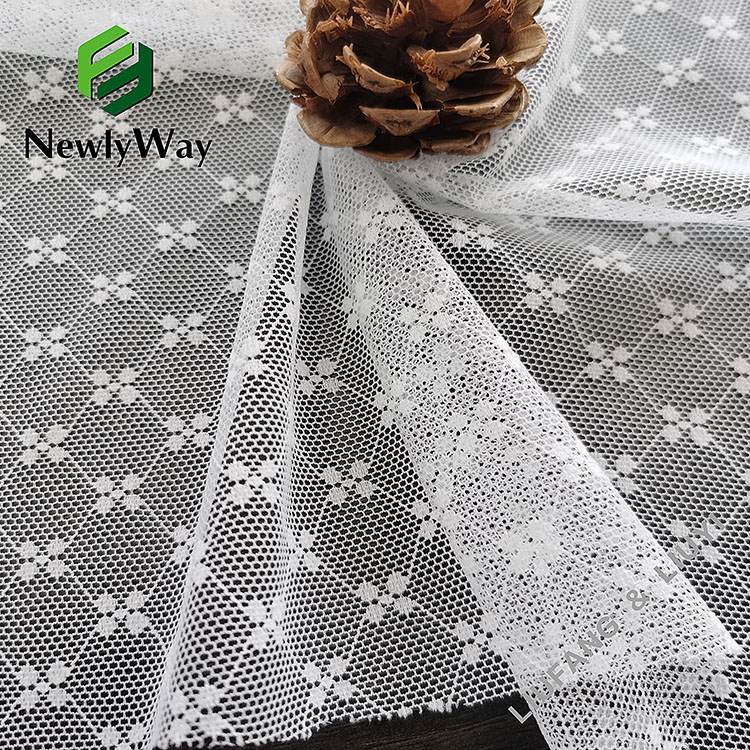 Tillverkare nylon stretch spandex varp stickad blommig spets mesh tyg för underkläder-5