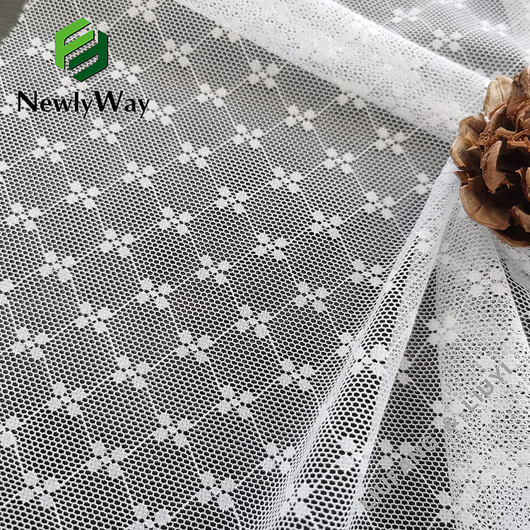 Proizvođač najlonske rastezljive spandex osnove pletene mrežaste tkanine s cvjetnom čipkom za donje rublje-7