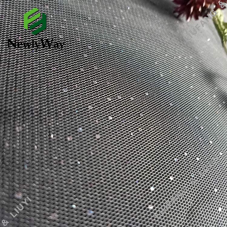 Új design hatszögletű csillogó fehér tüll poliészter hálós csipkeszövet esküvői ruhához-13