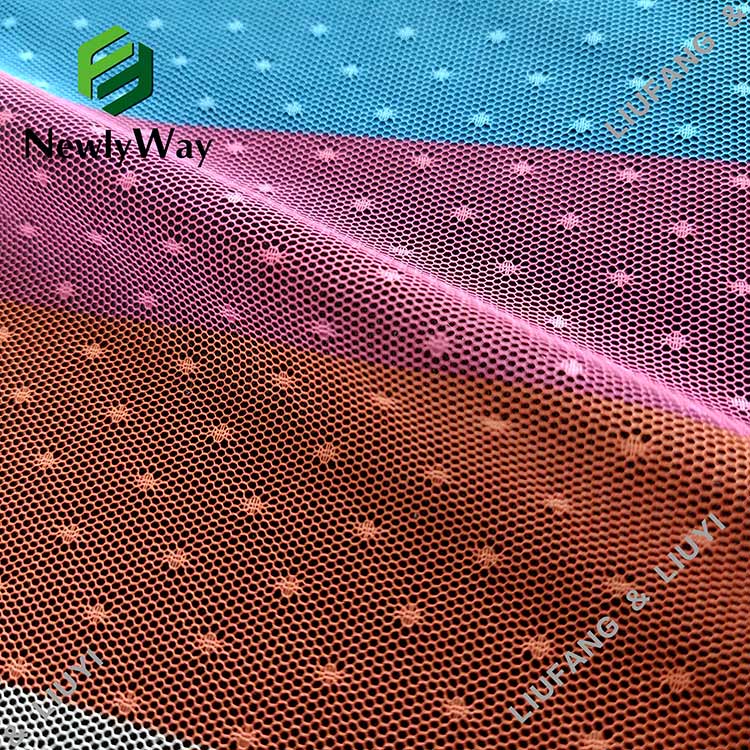 Polka Dot Rainbow Tulle Printed Mesh Lace Fabric for Garment-8