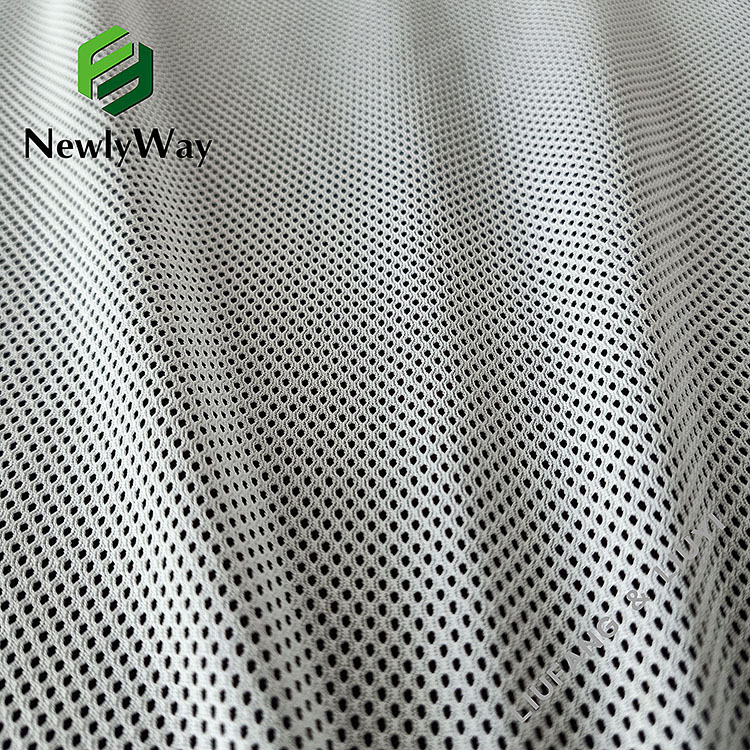 Popularni bijeli najlon i spandex triko pletena mrežasta tkanina za podstavu sportske odjeće-14