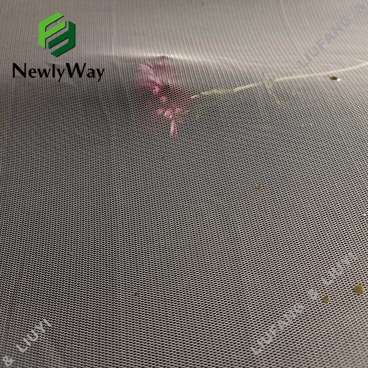 Tissu de dentelle de maille de polyester de tulle de paillette modelé par point d'impression pour des jupes-14