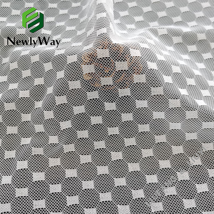 Geyim qolları üçün düzbucaqlı dizaynlı neylon spandeks trikotaj streç mesh parça-1
