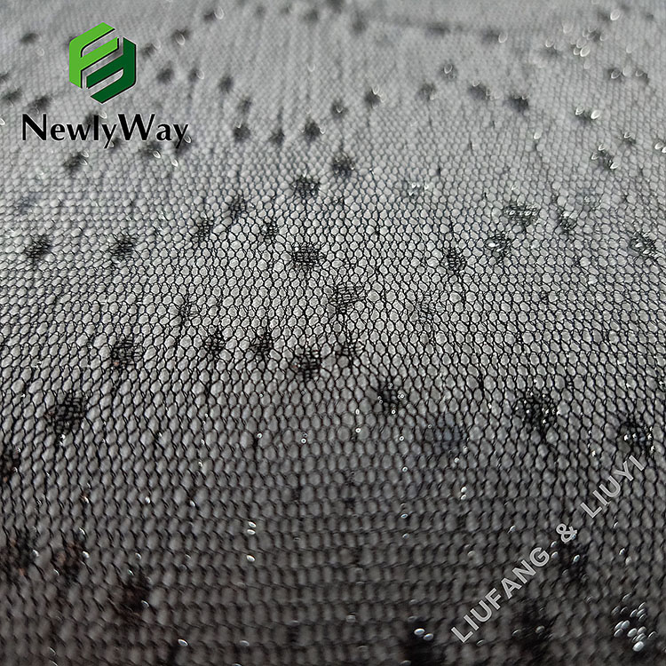 Sheer nylon sliver thread mesh netting knit voile lace border material for bridal veil-11