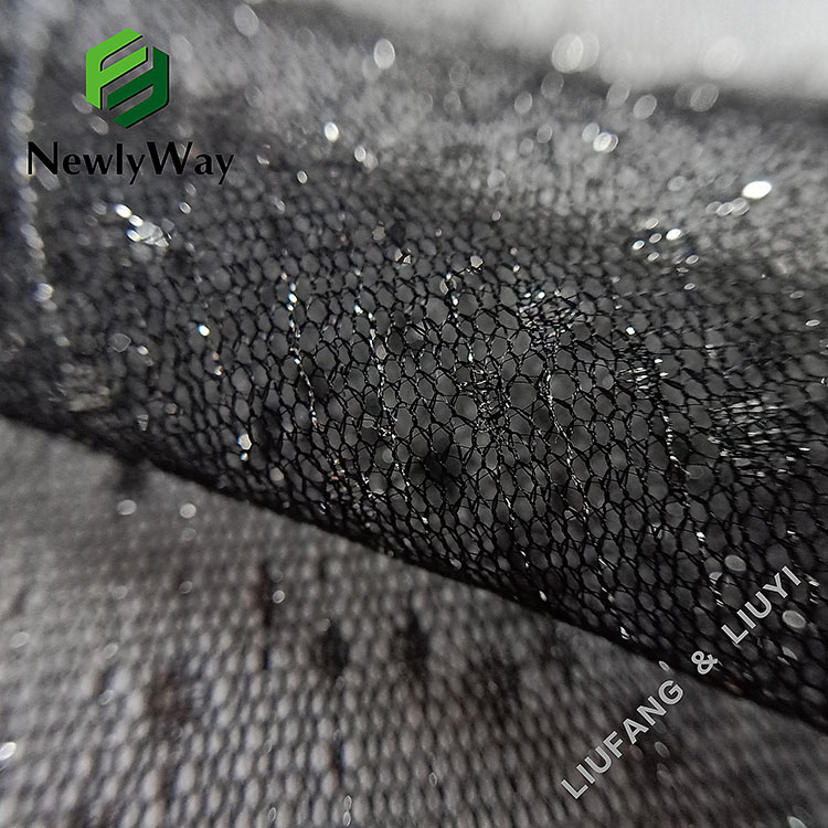 Sheer nylon sliver thread mesh netting knit voile lace border material for bridal veil-14