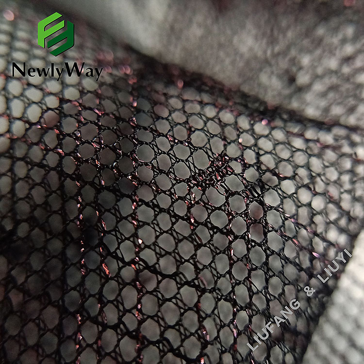 Блискуче рожеве золото спандекс нейлонова сітка тюль мереживна тканина для обробки весільного плаття-12