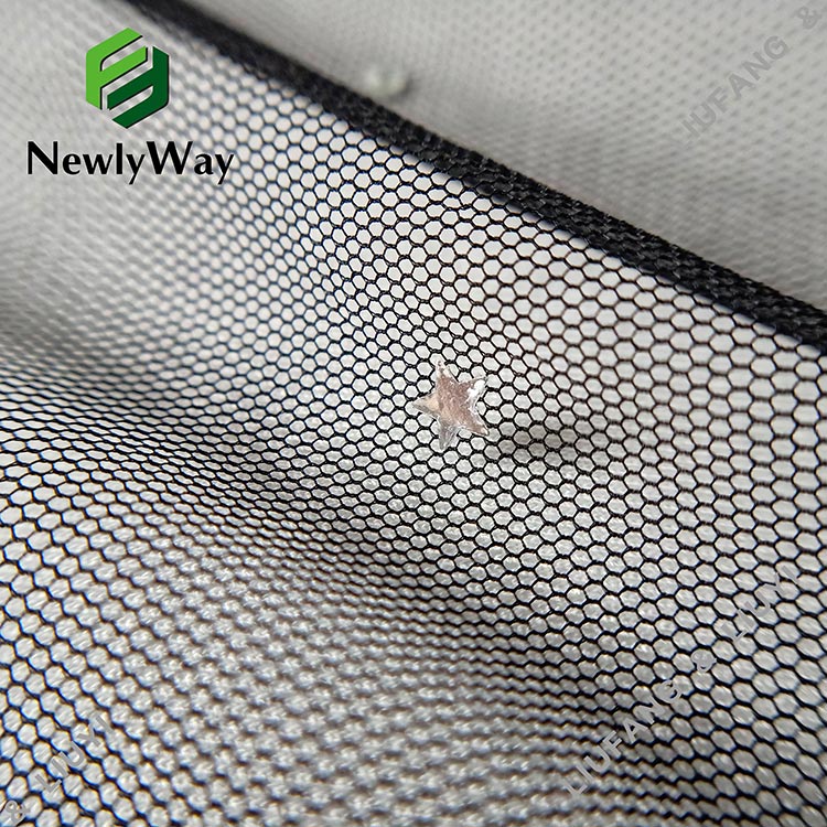 Sliver Star Sequin Polyester Black Tiulis tinklinis nėrinių audinys dersses-12