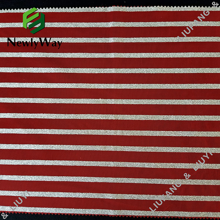 Sliver Stripes Glitter կարմիր շղարշ պոլիեսթեր ցանցային ժանյակային գործվածք զգեստ-1-ի համար
