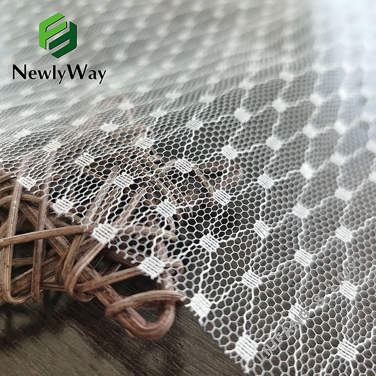 Spot style warp knitted polyester mesh tulle nsalu yosokera lace-15
