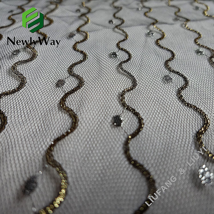 Super quality nylon metallic thread tulle mesh knit fabric para sa wedding accessories-15