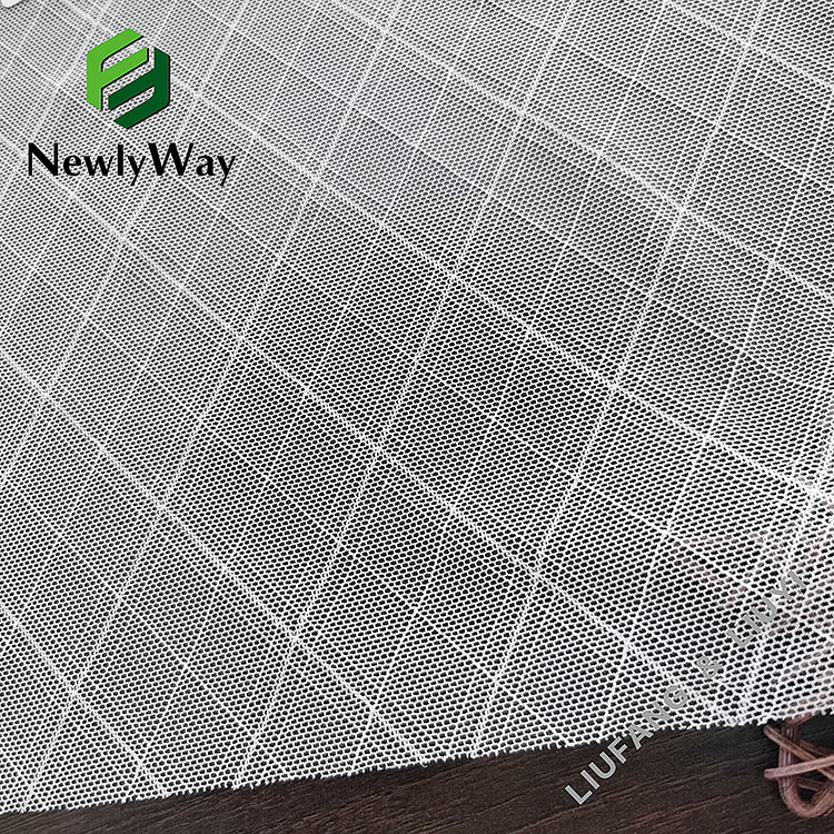 Wite dûbele line diamant nylon spandex breide stretch mesh stof foar damesvoile shirt-12