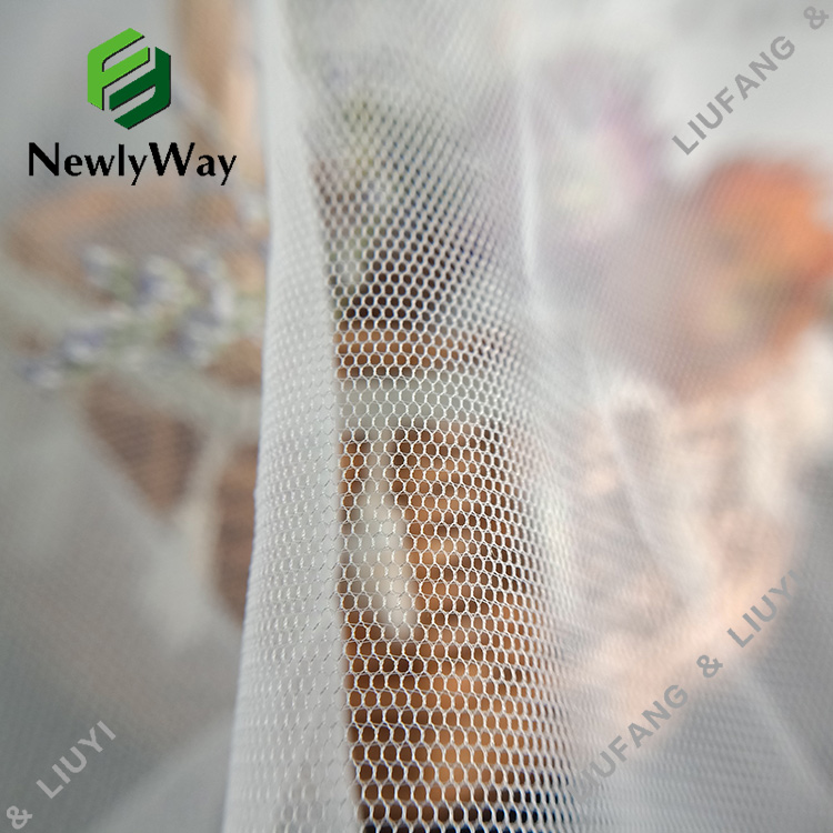 Tessuto a rete in nylon a rete esagonale in tulle trasparente all'ingrosso per velo da sposa-14