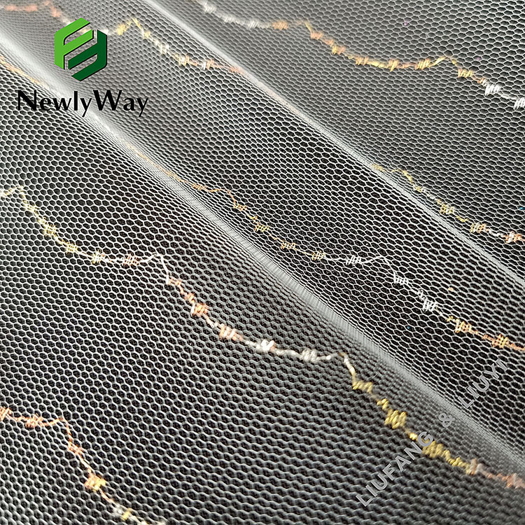 Veleprodaja metalik prediva najlonska mreža pletena tkanina od tila za dodatke-03