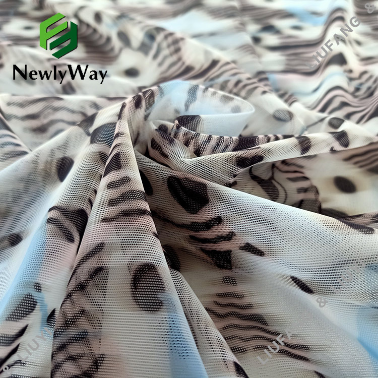 Zebra en blommen patroan printe Nylon Spandex Mesh Lace Stof foar Clothings-6