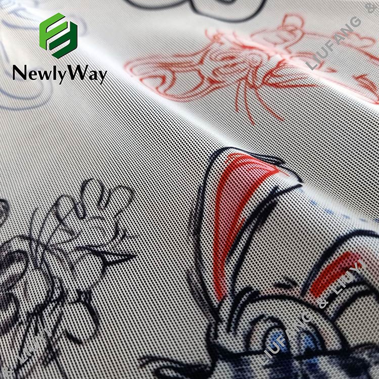 dessin animé imprimé polyester spandex maille dentelle tricot tissu pour robe de mode-13