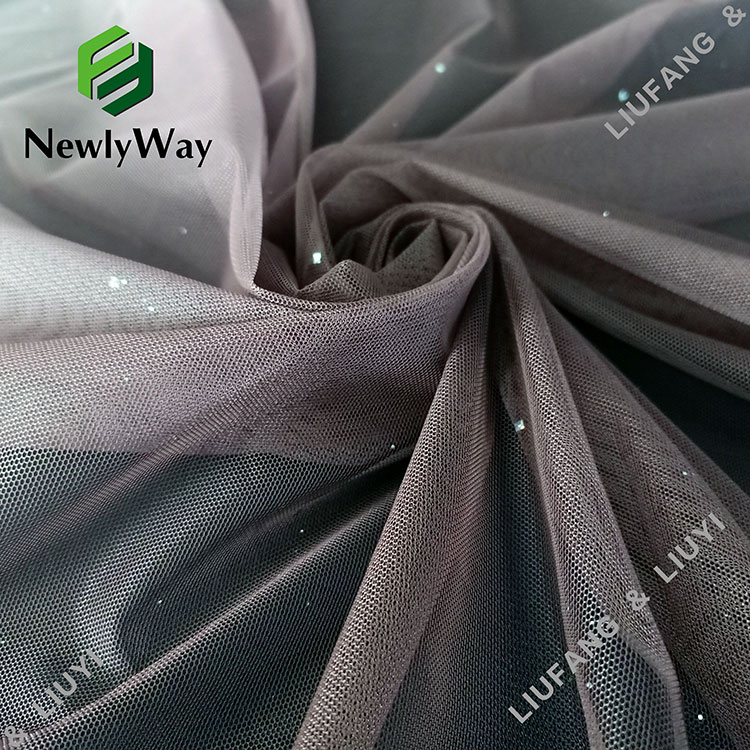 fashional ombre kleurde printe en pailletten tulle polyester mesh kant stof foar frouljusklean-11