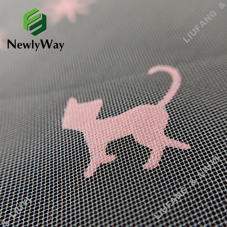 kain tulle tipis motif nilon dicetak pink untuk rok anak-anak-4