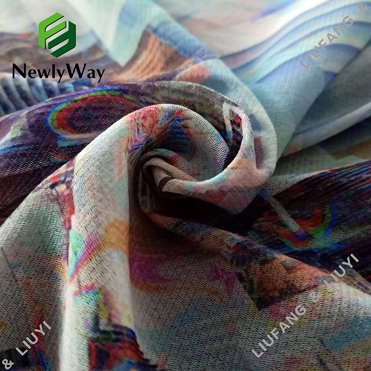 disenyo ng pagpipinta naka-print na puntas naylon kahabaan tricot knit fabric online pakyawan-12