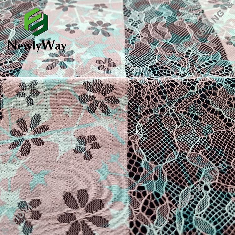 polyester cotton warp knitted printed mesh lace fabric online wholesale for dressmaking-3