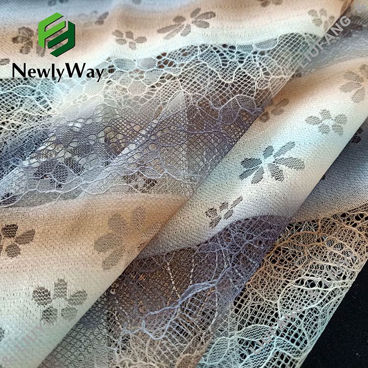 stripe printed polyester cotton warp knitted mesh lace fabric para sa sheer shirt ng kababaihan-12