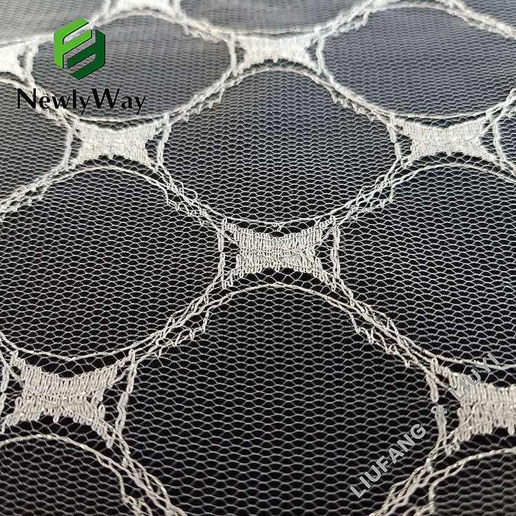 warp knitted nylon sliver thread tulle lace trim fabric para sa mga accessories ng damit-11